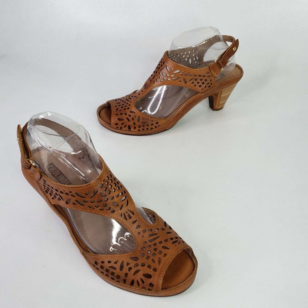 Pikolinos Women's Java Brown Leather Slingback Sandal Size 40 US 9.5/10